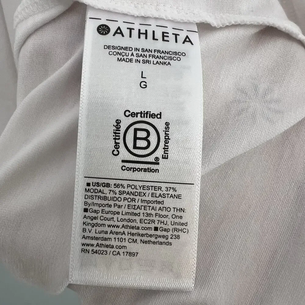 Athleta Women Size L With Ease Asymmetrical Top White Athleisure Yoga Gym Casual